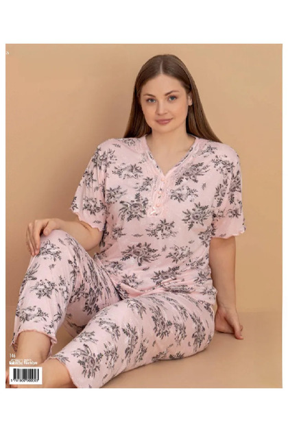 Kadın Büyük Beden Kısa Kol Pijama Takımı