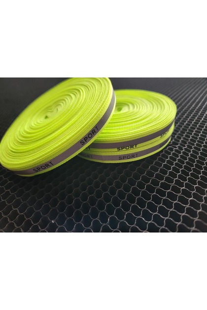 Grogren Şerit Baskılı Reflektörlü Sport 1 cm Neon Yeşil (3 Metre)