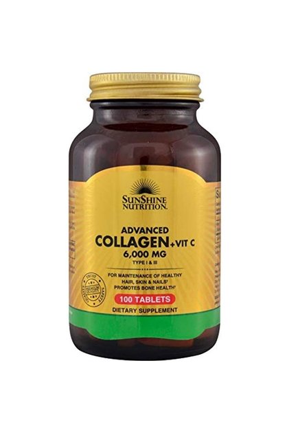 Sunshine Nutrition Advanced Collagen + Vitamin C 6000Mg - 100 Tablets