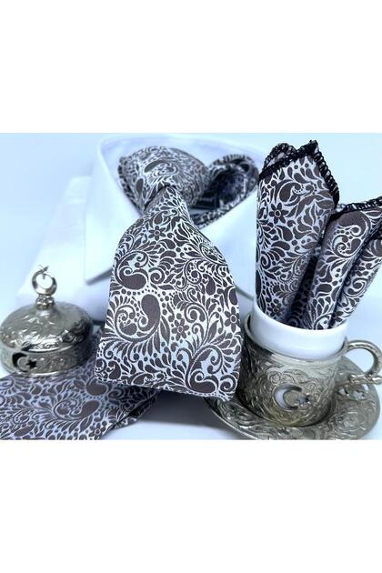 Woven Handkerchief Tie for Men Brown