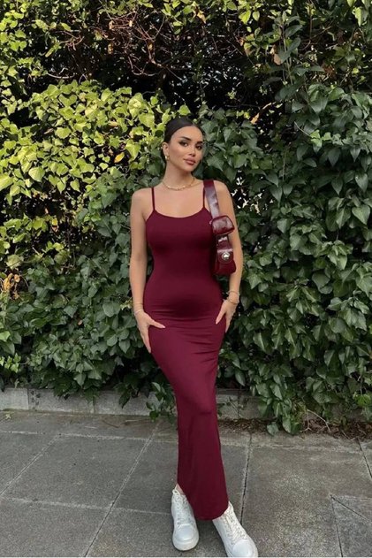 Women's Backless Long Dress with Rope Straps