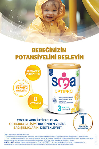 SMA 3 Optipro Probiyotik Devam Sütü 800 gr X 6 Adet - Fiyatı