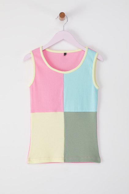 Yellow Knitted Tank Top Tkdss25Al00004