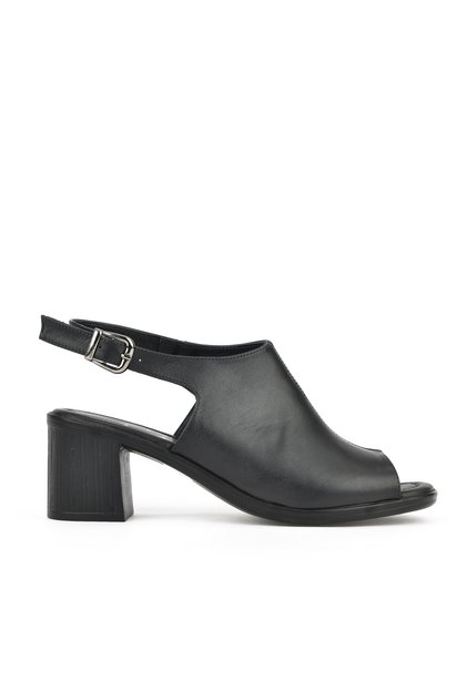 , Women's Genuine Leather Heeled Sandals 1511020Z2212 Black