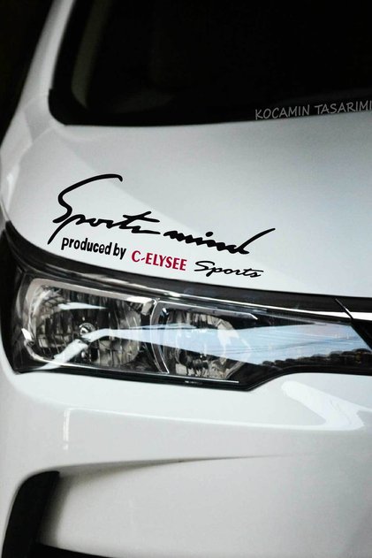 Citroen C-Elysee Sport Mind Far Sticker Siyah Zemin Kırmızı Yazı Şerit Tasarım Oto Aksesuarı C-Elyse