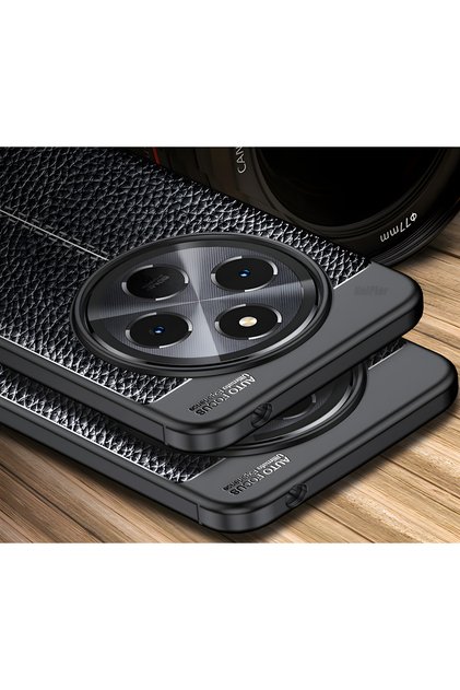 Redmi 14C Case with Camera Protrusion, Leather Look, Stitched Pattern Protective Cover