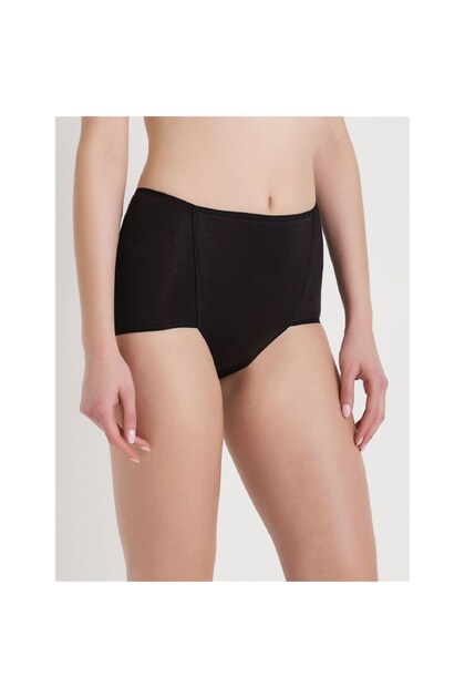 640 Combed Cotton High Waist Panties - Black
