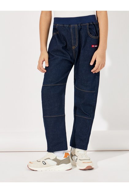 Elastic Waistband Pocket Detail Slim Fit Jeans