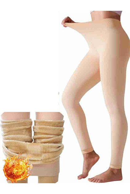 Women's Skin Color Plush Underwear Fleece Plush Fur Leggings Plush Furry Fleece Leggings Underwear