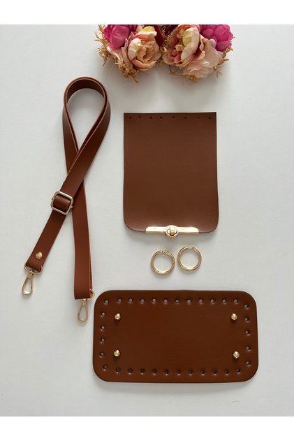 Strap, Flap, Base Kit in Imitation Leather for Knitting Bags