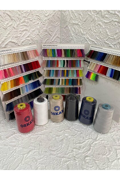 120no Polyester Dikiş Ipliği 5000 Mt (6 ADET)(KIRMIZI-BEYAZ-KREM-SİYAH-LACİ-GRİ)