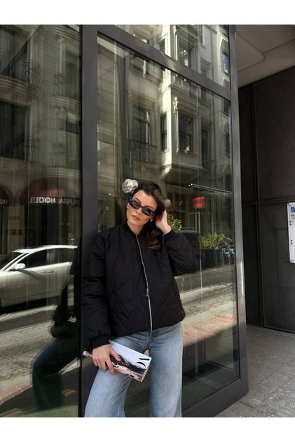 Jachetă bomber matlasată cu fermoar pentru femei
