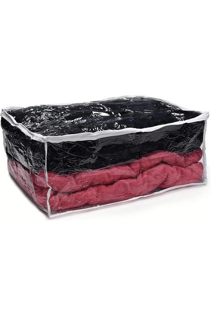 ROYALYAT PVC Şeffaf Dolap İçi Düzenleyici Çanta Yorgan Battaniye Giysi Oyuncak Çantası 60x60x12