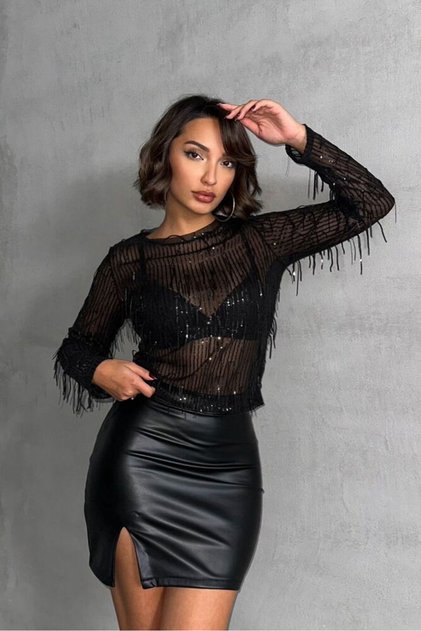 Sequin Blouse - Black Black | F1612 - Black Black