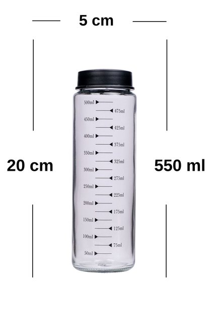 550 ml Ölçek Desenli Cam Şişe,matara, Waterfresh,cam Suluk,spor Matara