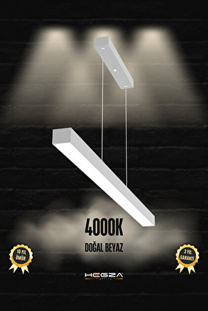 Hegza Lighting Lineer 80cm ( Beyaz Kasa, Doğal Beyaz Işık ) Sarkıt