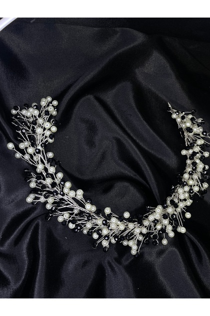 Pearl and Crystal Beaded Engagement Promise Henna Bridal Crown