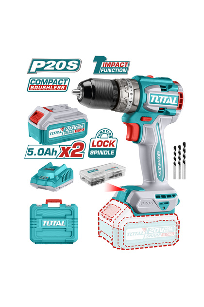 Total Li-On Akülü Kömürsüz Darbeli Matkap 66N.m 20v 2x5AH - Fiyatı