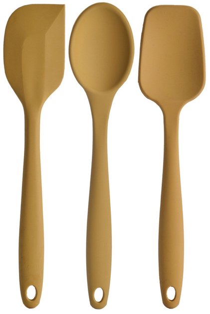Large Size Fireproof Silicone Spatula and Spoon Set 3 Models - Spatula Spoon Yellow Set of 3
