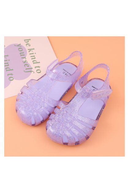 SAPS Glittery Velcro Closure Sandals - Purple