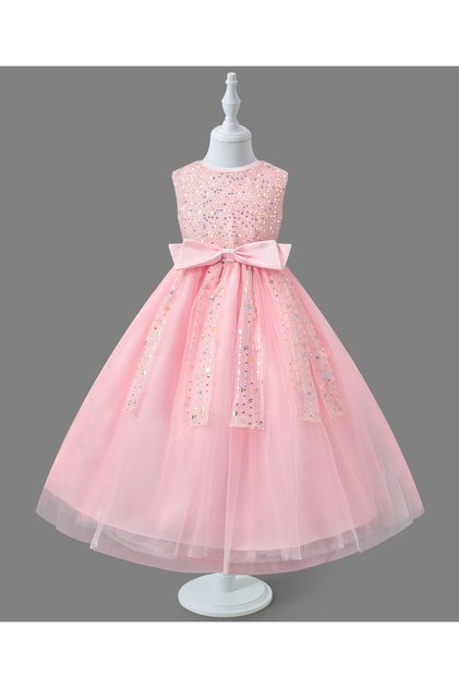 Mark & Mia Embellished Detailed Round Neck Party Dress - Pink