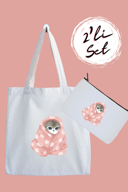 Cat Waterproof Cloth Bag & Pen Holder 2-Piece Advantage Set