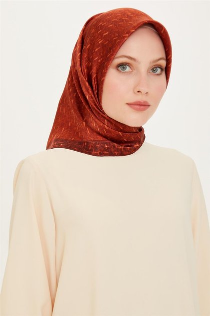 Klasik Desenli Twill Saf İpek Eşarp 9230D 83