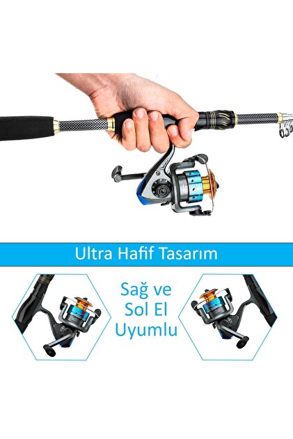 valkyrie 1.8m Çantalı Motorlu Spin Olta Seti Silikon Rapala Misina