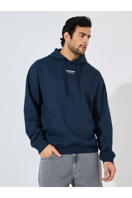 Relaxed Fit Puff Print Fleece Hoodie