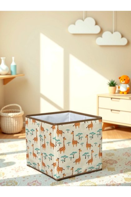 Griaffe 2 Desenli Kapaksız Çok Amaçlı Düzenleyici Oyuncak Saklama Kutusu 30x30x30