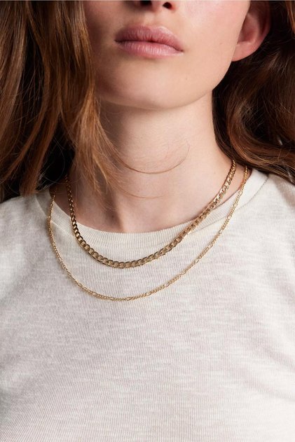 مجموعة قلادة نسائية مكونة من قطعتين باللون الذهبي من Basics