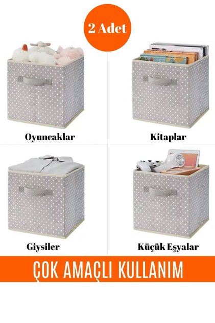 2 adet - Dolap Içi Çamaşır Oyuncak Düzenleyici Kapaksız Saklama Kutusu Organizer 30x30x30 Cm