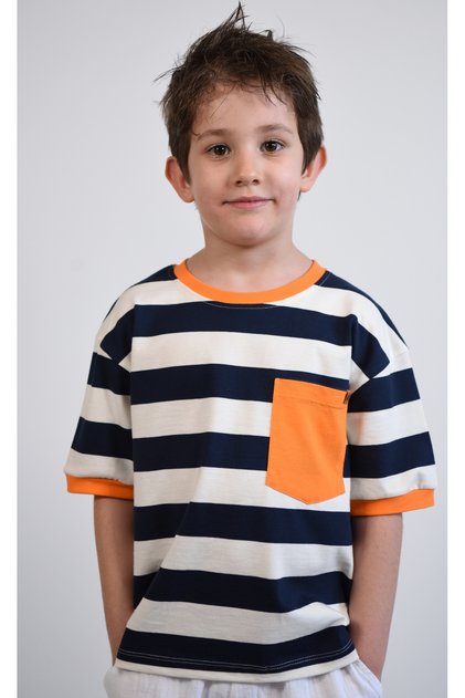 Organic Striped Tshirt Loose Fit / Loose Relaxed Cut 2 Years - 8 Years