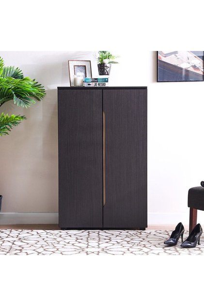 Bill 2 Door Shoe Cabinet 22 pairs - Wenge/Oak L73xW37xH119cm
