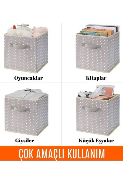 puantiye desenli- Dolap Içi Çamaşır Oyuncak Düzenleyici Kapaksız Saklama Kutusu Organizer 30x30x30cm