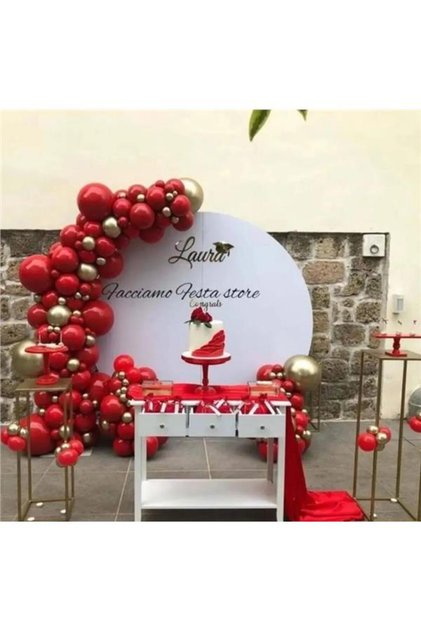 50 Piece Chain Balloon Set Red-Gold Chrome Balloons - Birthday Decorations Balloon Set - Concept Balloon-Birthday Concept