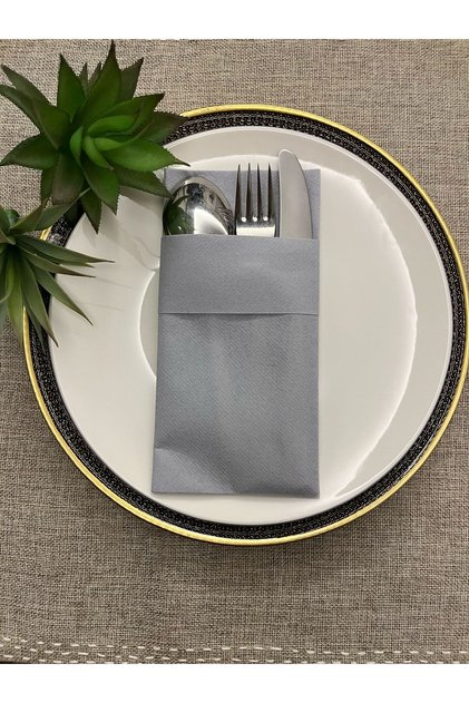 Air Laid Kanguru (Cepli) Peçete, Kumaş Hissi Veren 12 Adet 40x40 Gri Renk