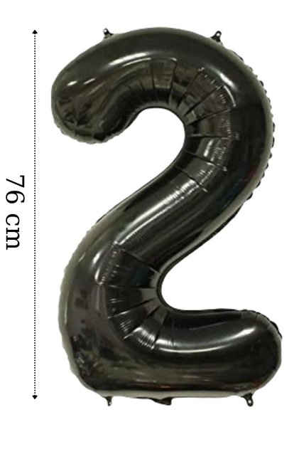 Foil Helium Balloon 76 Cm - Black, 2 Years - 2 Number Balloon