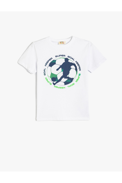 Football Themed Printed Crew Neck Cotton Short Sleeve T-Shirt