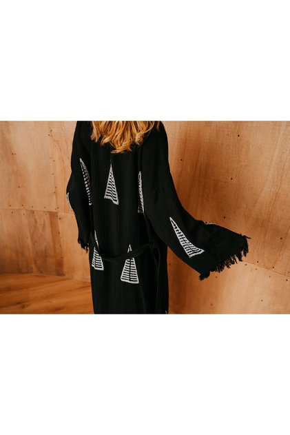 COTTON KAFTAN- PYRAMID BLACK X-LARGE