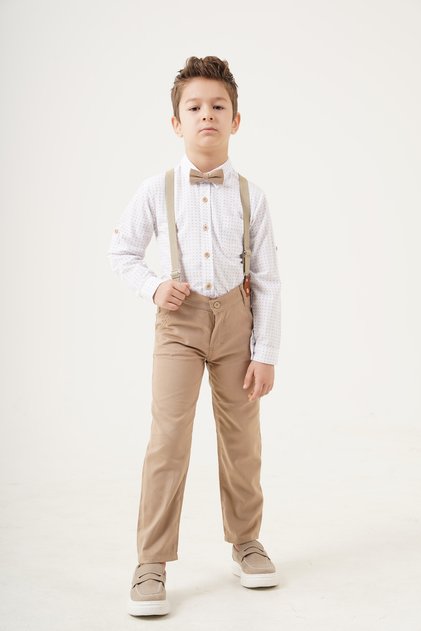 Boy/Shirt/Pants Set with Suspenders and Bow Tie