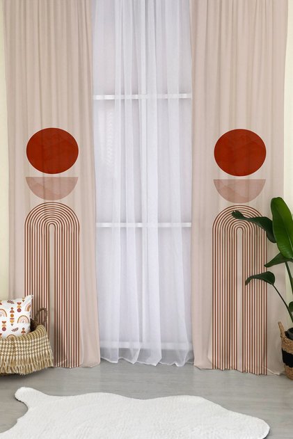 Modern Pattern Velvet Baby and Children's Room Background Curtain - Brown