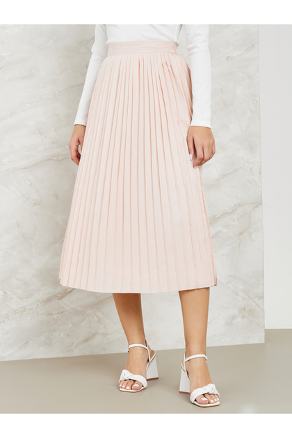 Pleated A-Line Midi Skirt