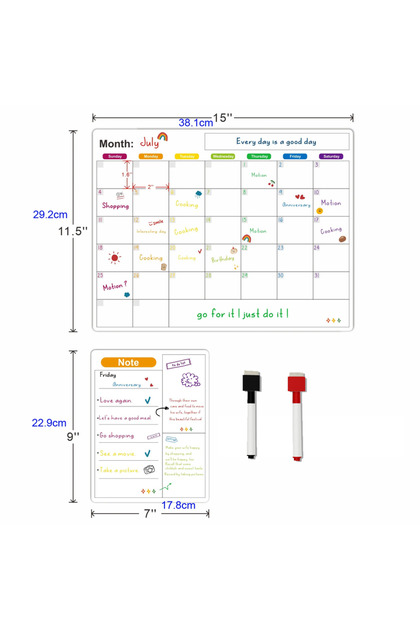 Set With 2 pen Magnetic Calendar For Fridge Monthly Weekly Planner Calendar Table Dry Erase Whiteboa