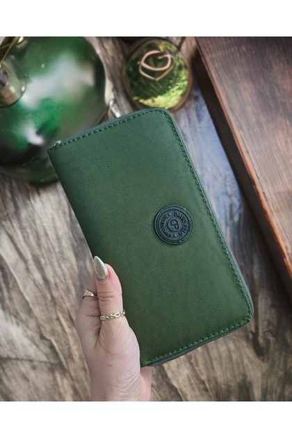 Women's Large Size Wallet with 5 Card Holders and Phone Compartment Crinkle