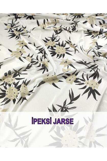 Beyaz Üzeri Çiçekli İnce Jarse En: 140