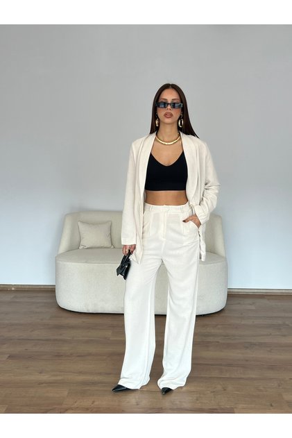 Linen Trousers Jacket Set