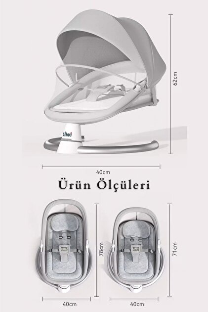 Kiwi Dolly 2in1 Otomatik Sallanan Kademe Ayarlı Beşik ve Anakucağı