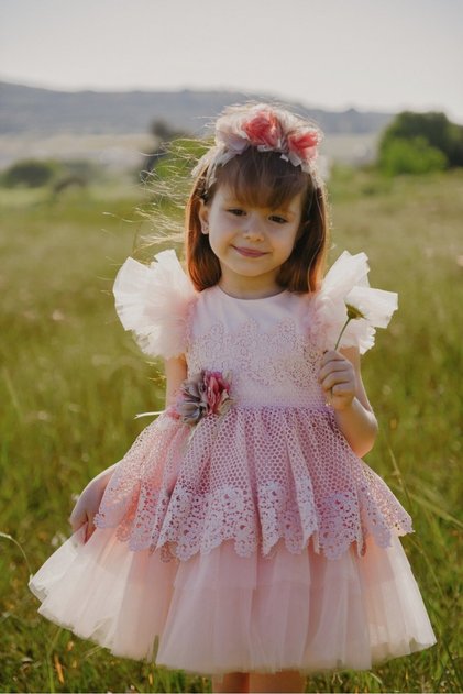 Princess Girls' Dress with Lace and Tulle Detail_M2402