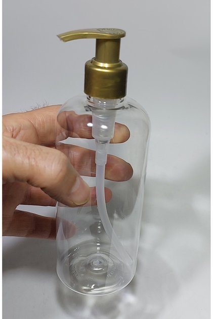 8 Adet şeffaf renk Sert Plastik Boş Sıvı Sabun gold renk Pompalı Şişe 400 Ml [kimyasala Dayanıklı]